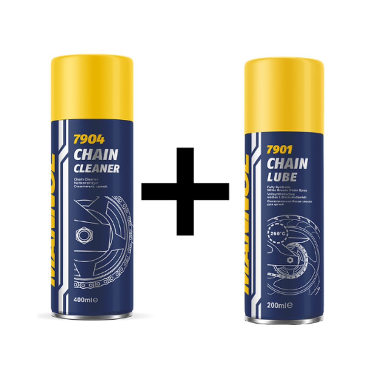 MANNO - Kit Lubricante + Limpiador Cadena Motos Mannol - Aleman