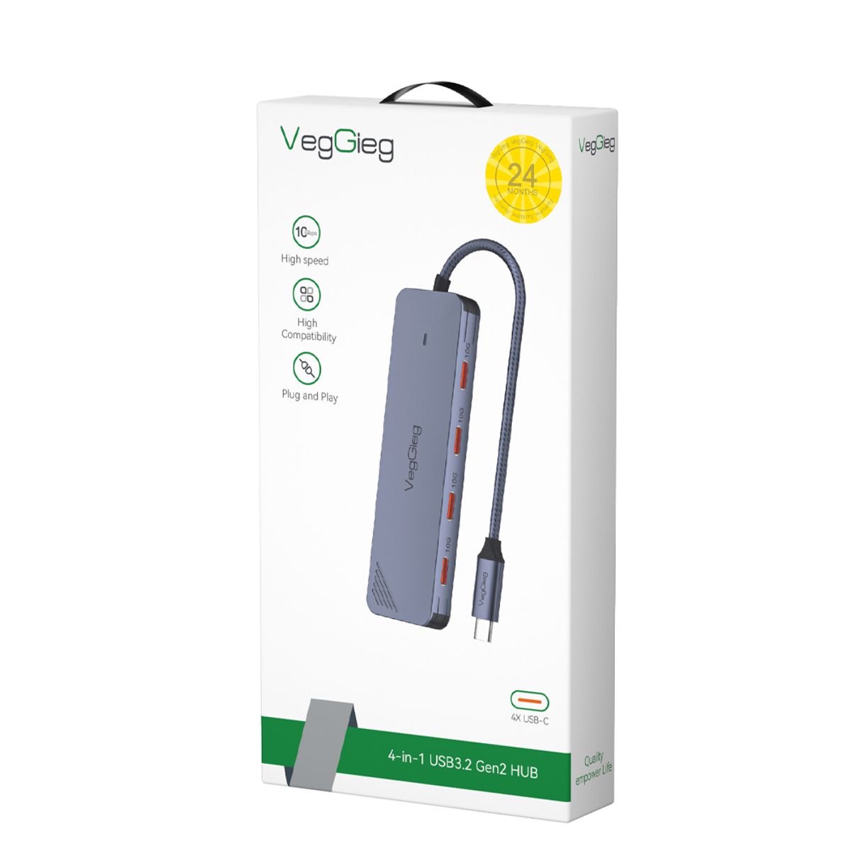 GENERICO - Hub Adapador Tipo C 3.2 Gen 2 A 4 salidas Tipo C 10gbs VegGieg
