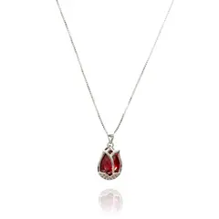 COGGIOLA - Collar Tulipán Circón Rojo Facetado Plata Fina 925