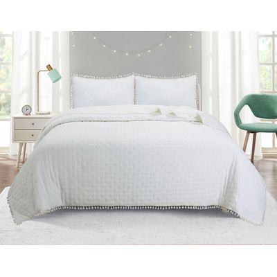 Imagen 2 del producto Cubrecama Bordado con Pompones 2 plazas