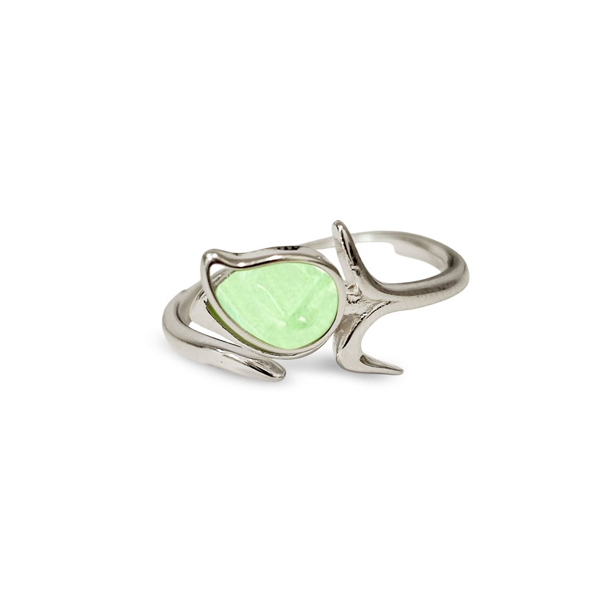 COGGIOLA - Anillo Tulipán Circón Verde Plata Fina 925