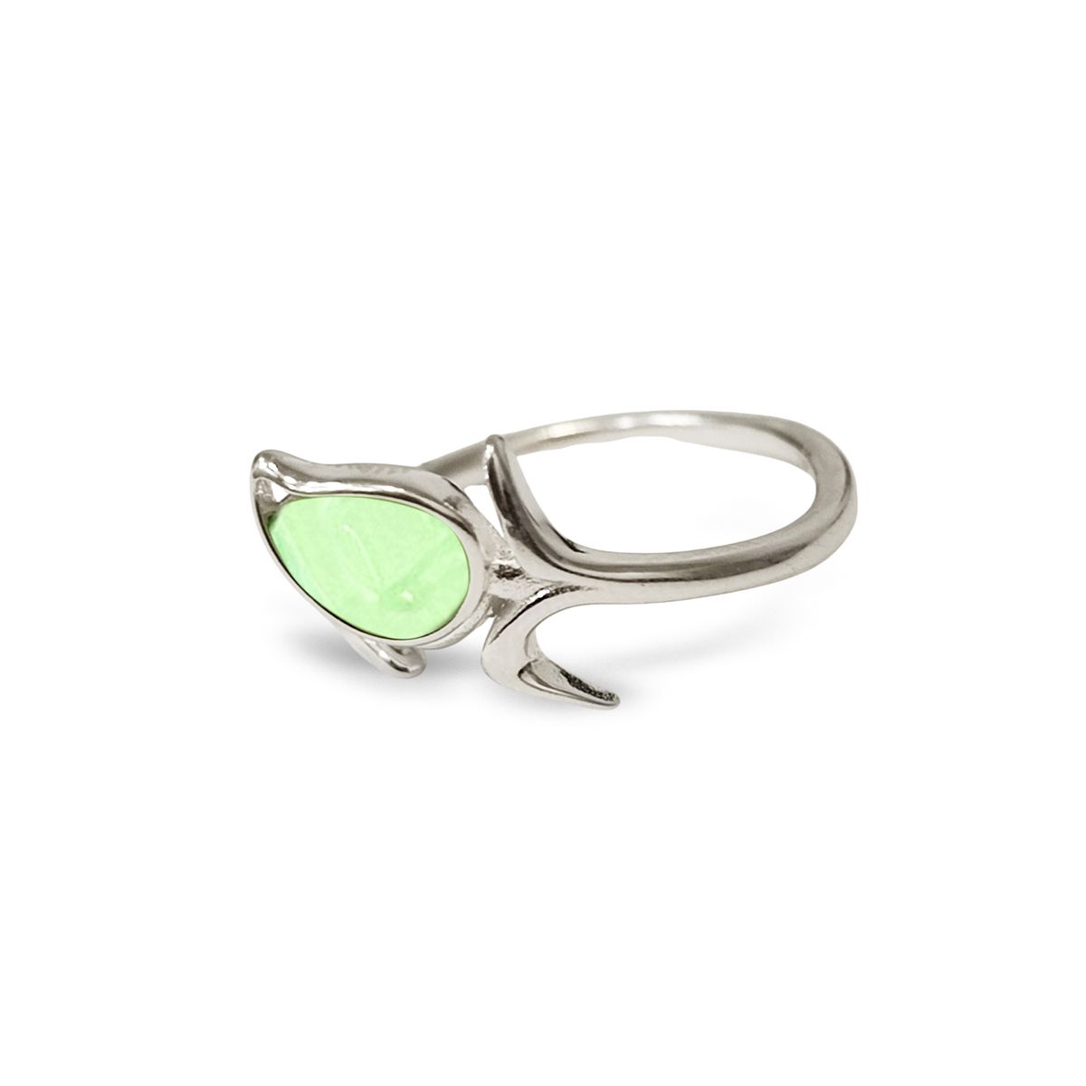 COGGIOLA - Anillo Tulipán Circón Verde Plata Fina 925