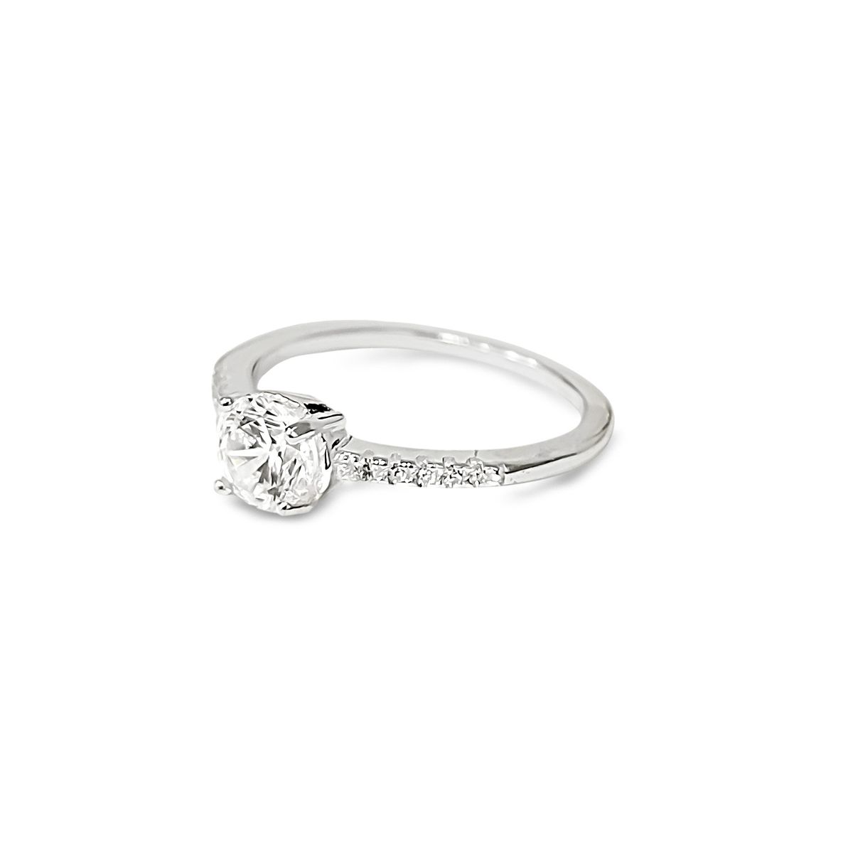 COGGIOLA - Anillo Solitario Redondo Medio Cintillo Plata Fina 925