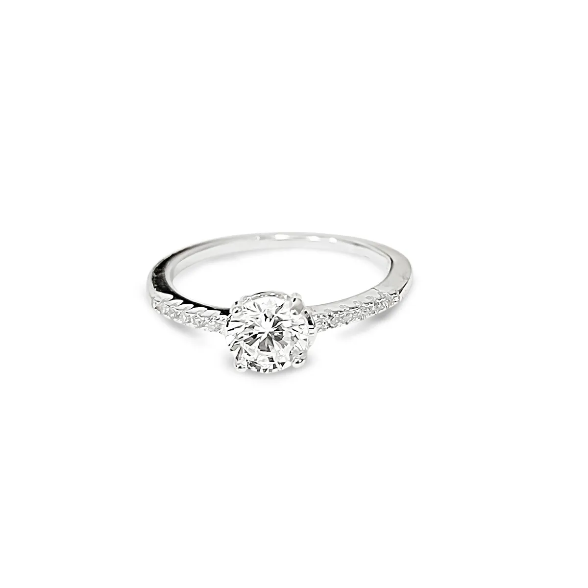 COGGIOLA - Anillo Solitario Redondo Medio Cintillo Plata Fina 925