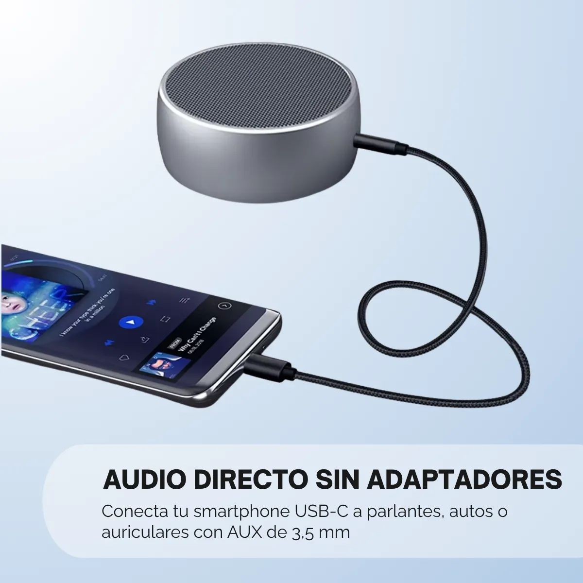 OEM - Cable de Audio USB Tipo C a Mini Plug 3.5mm, 100% Cobre 1Mt
