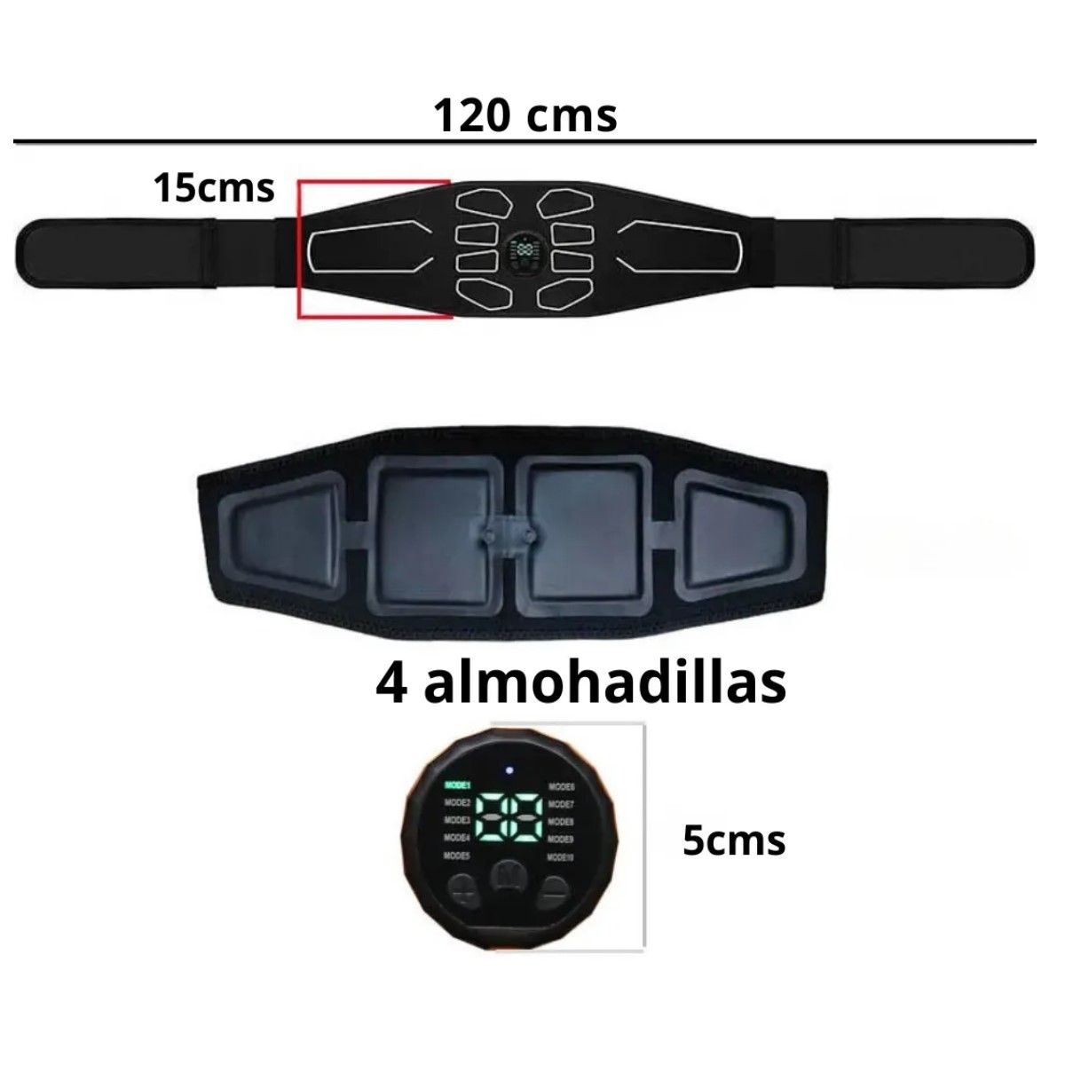 GENERICO - Cinturón Abdominales Electroestimulador Usb Sin Almohadillas BELUG