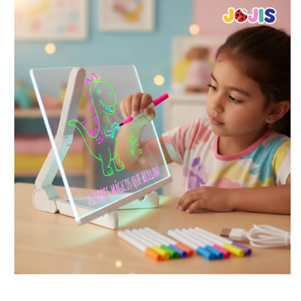GENERICO - Pizarra Mágica Luz Led Infantil Dibujo Usb Luminosa Creativa Blanco