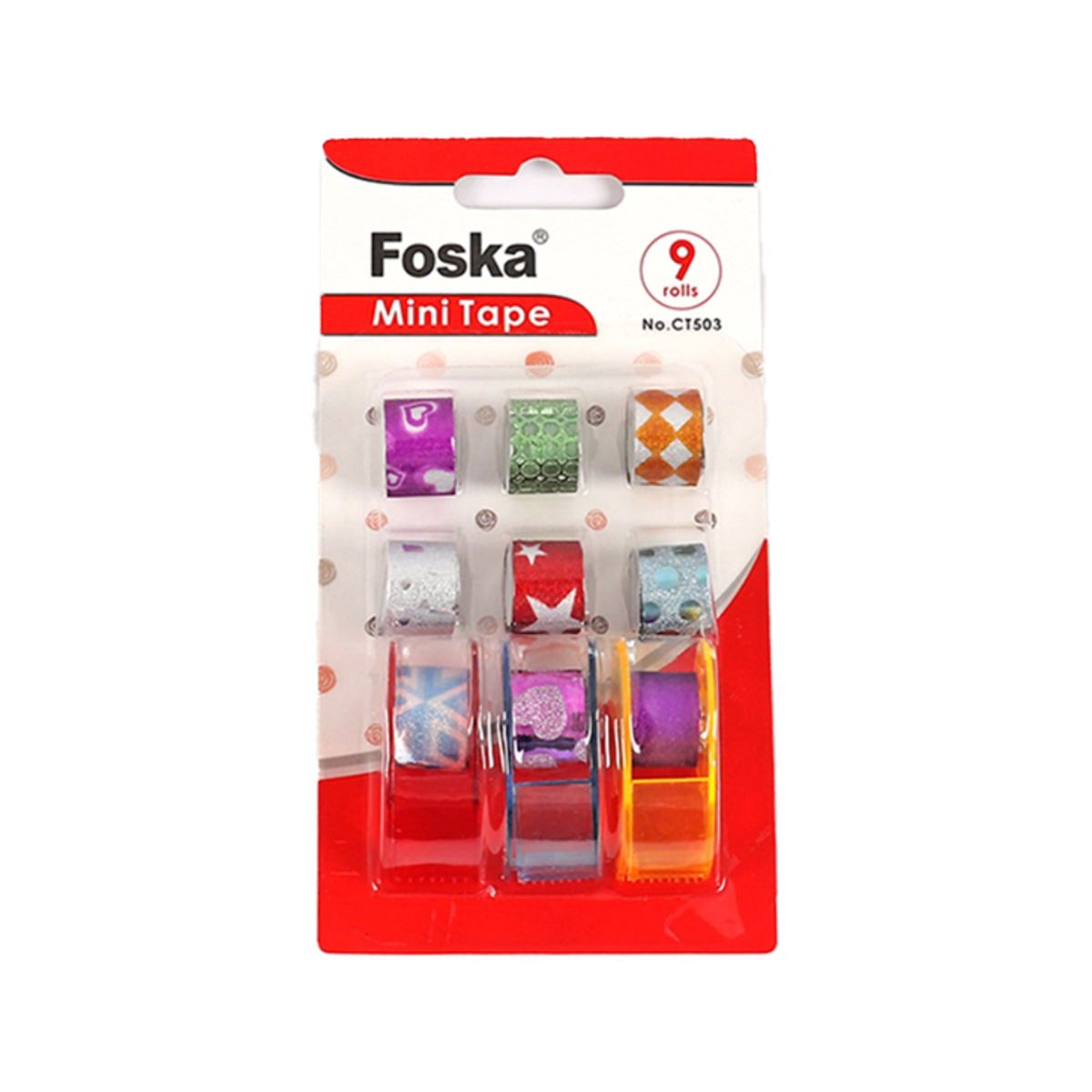 FOSKA - Cinta adhesiva con diseño mini washi tape 9 unidades