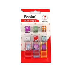 FOSKA - Cinta adhesiva con diseño mini washi tape 9 unidades