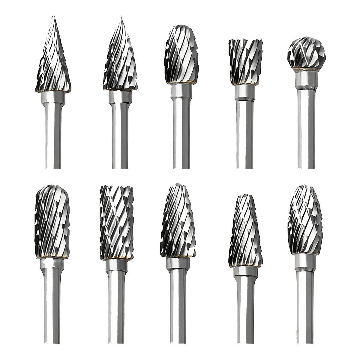 GENERICO - Set 10 Fresas Rotativas Para Metal, Taladro Y Dremel, Lima BELUG