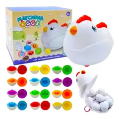 GENERICO - Juego ENCAJE GALLINA Y SUS 12 HUEVOS DE ENCAJE NIÑOS COLORES