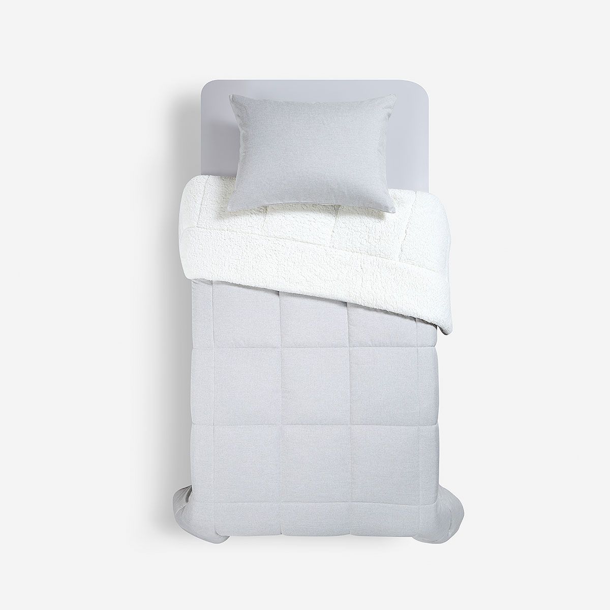 ROSEN - Plumón Sherpa Liso Greige Melange 1.5 Plazas
