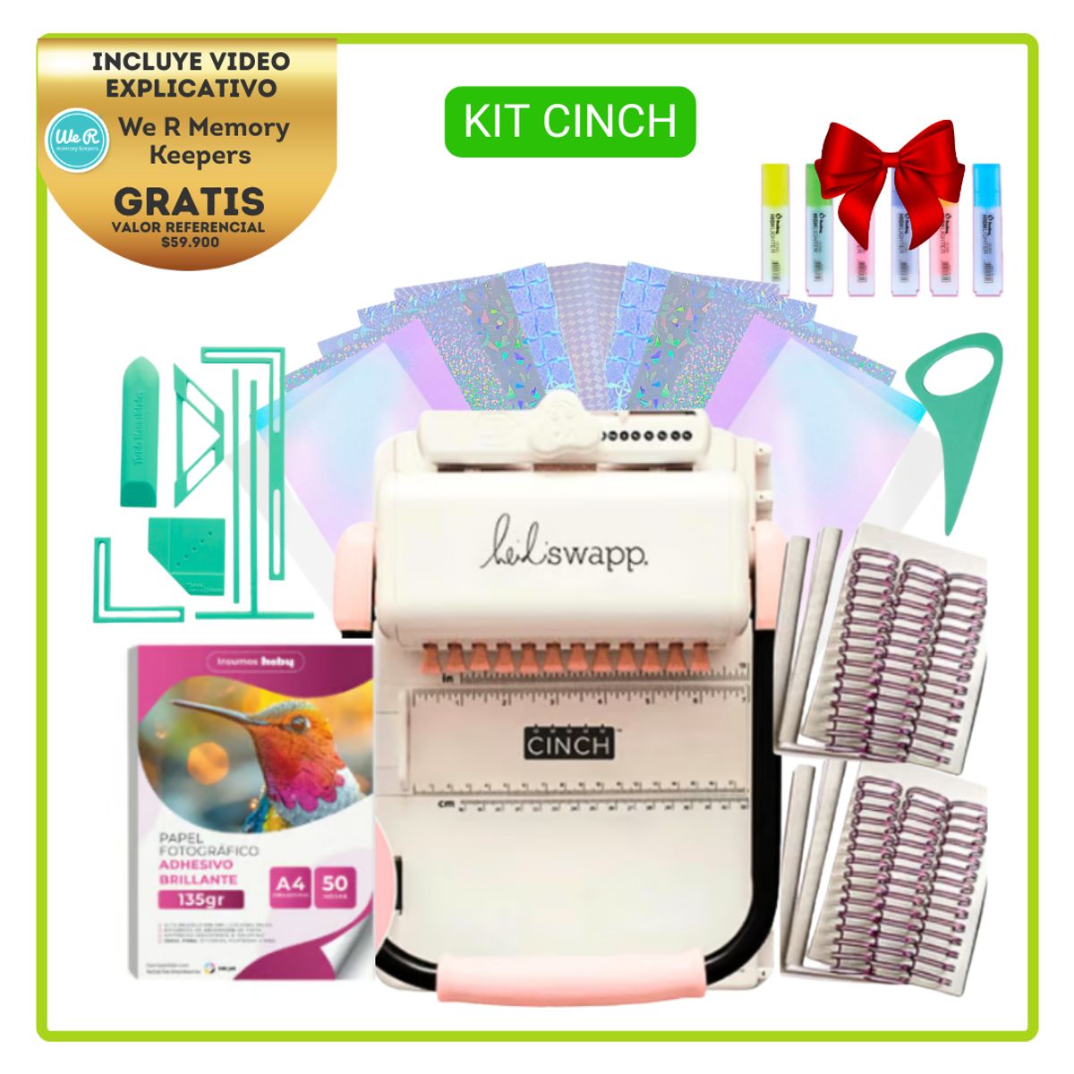 AMERICAN CRAFTS - Cinch Rosada + Reglas + Planner + Marcadores S63