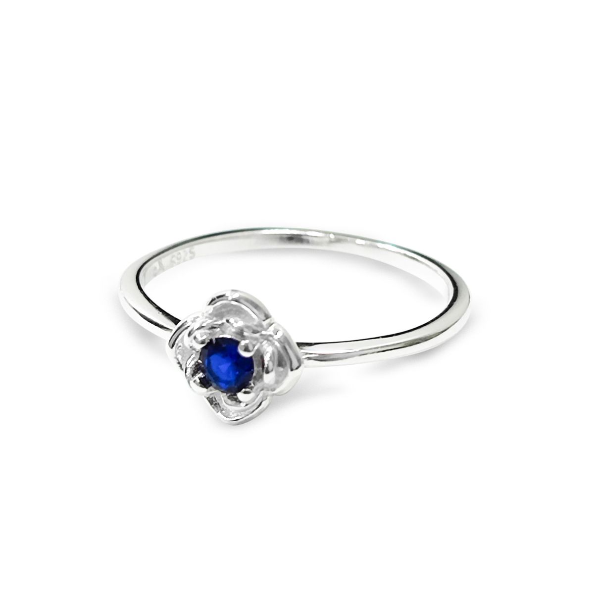COGGIOLA - Anillo Flor Circón Azul Plata Fina 925