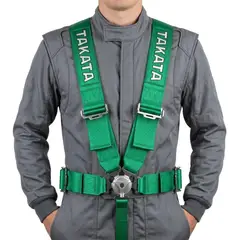 GENERICO - Cinturón de Seguridad Takata 5 Puntos Universal verde Racing Alta Resistencia