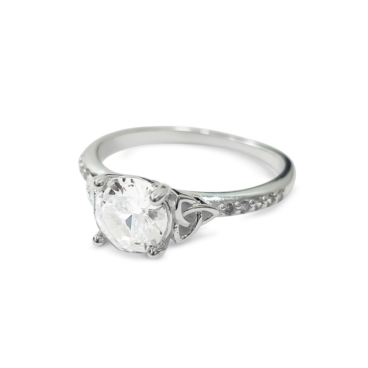 COGGIOLA - Anillo Circón Blanco Triqueta Plata Fin 925