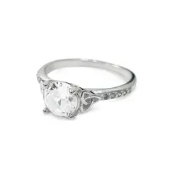 COGGIOLA - Anillo Circón Blanco Triqueta Plata Fin 925