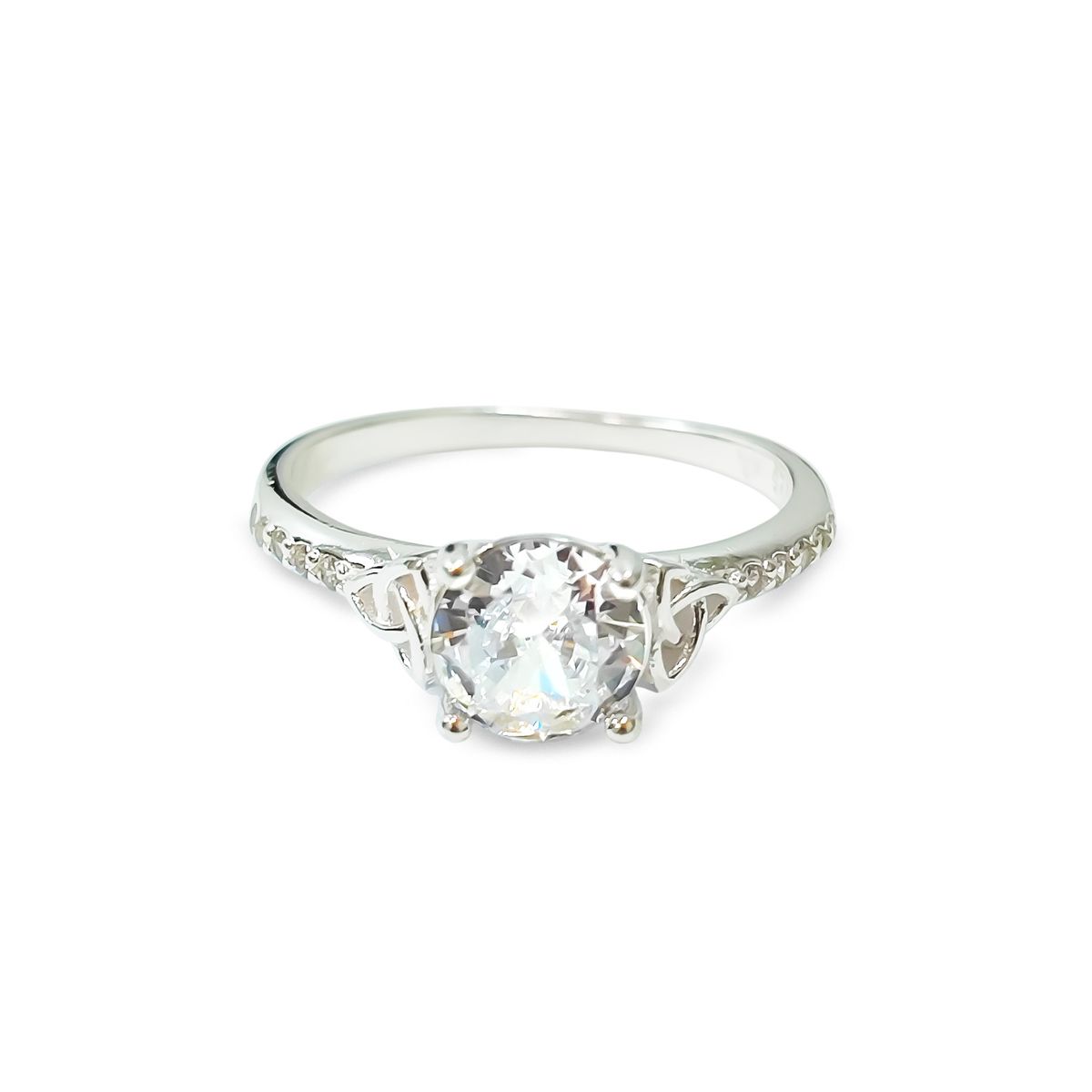 COGGIOLA - Anillo Circón Blanco Triqueta Plata Fin 925