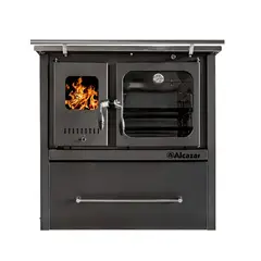 GENERICO - Cocina a Leña Europea M-90 Gris + Kit de Instalación Alcazar