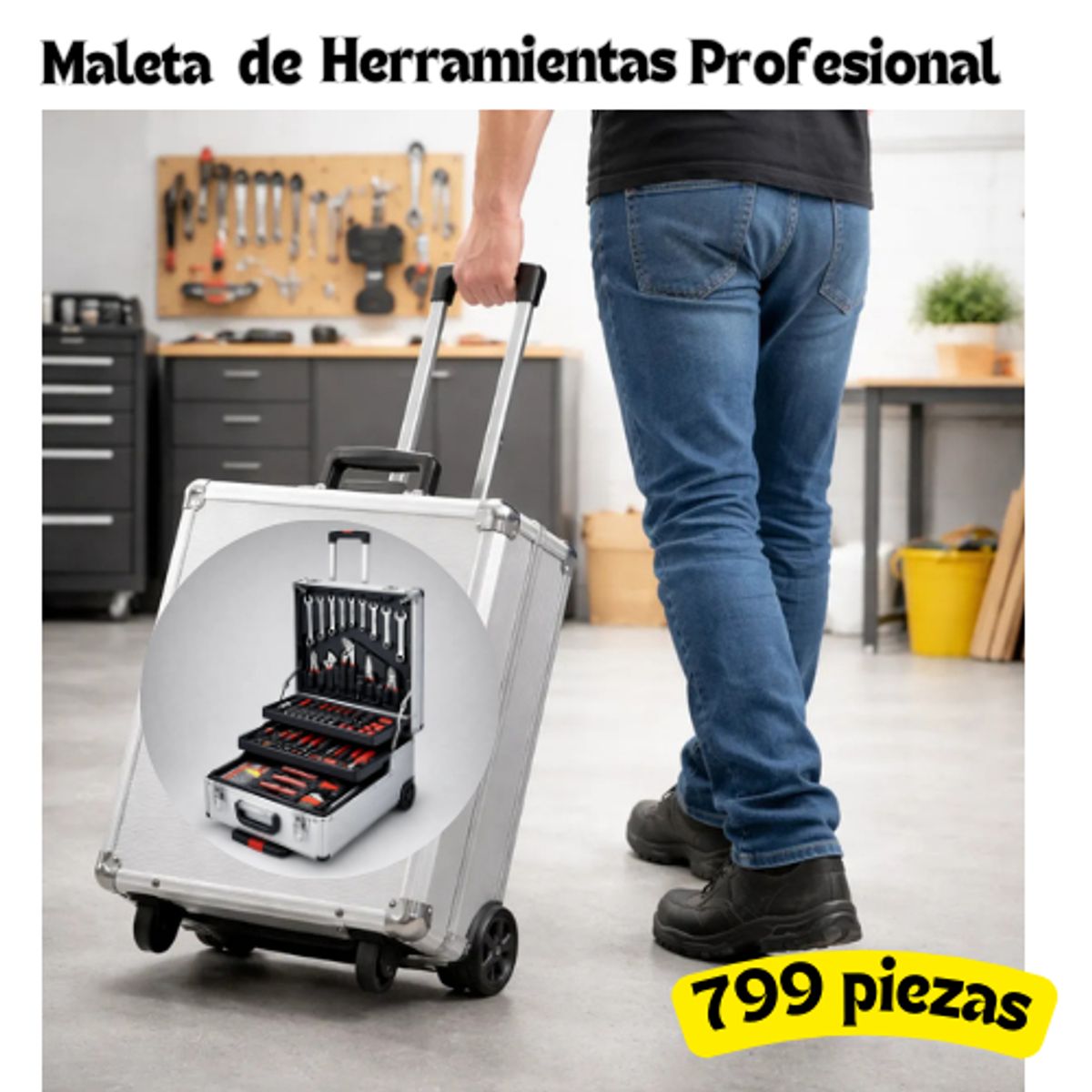 MOVI - Maleta de Herramientas con Ruedas – Kit Profesional de 799 Piezas