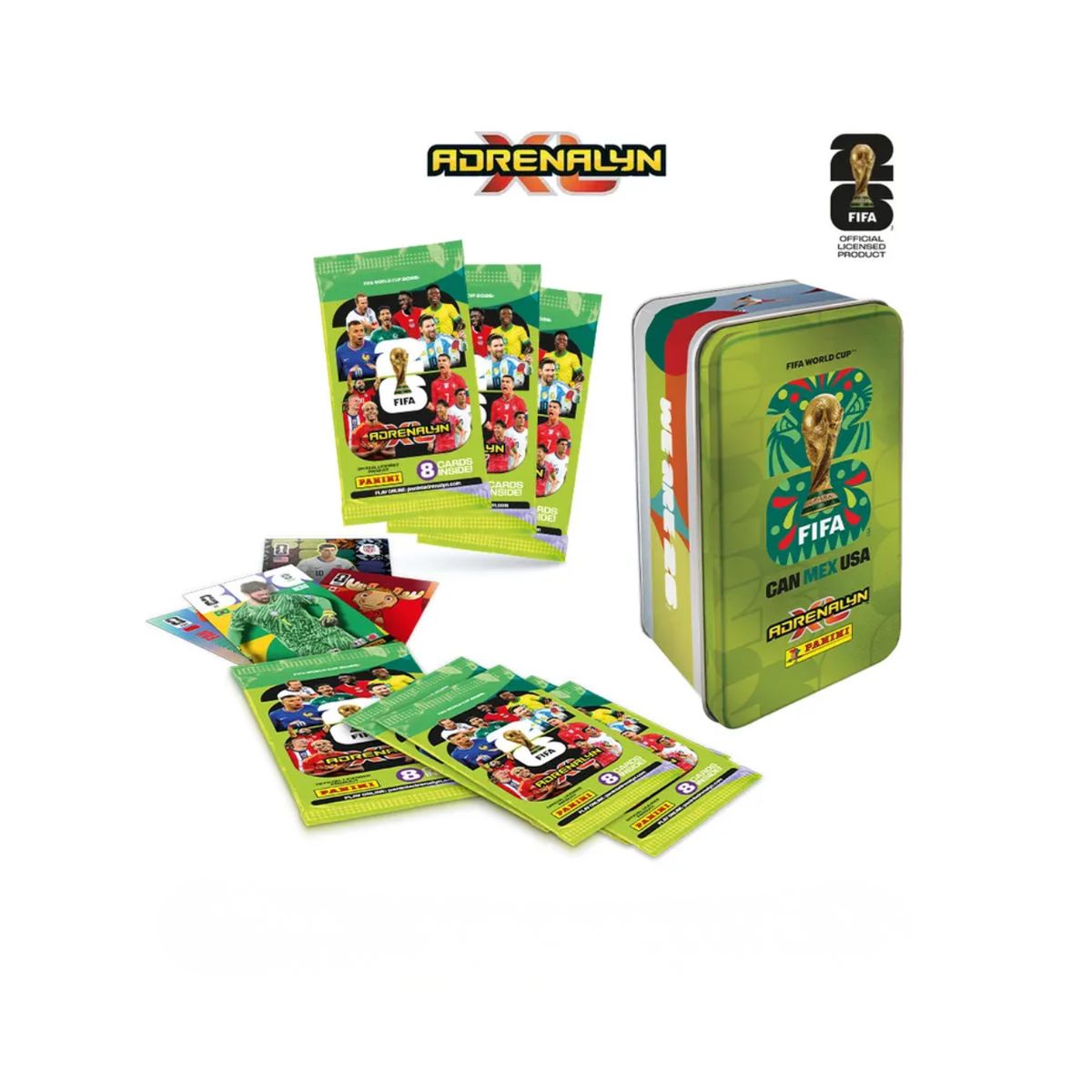 PANINI - Caja Metálica Verde - Fifa World Cup 2026 Adrenalyn XL
