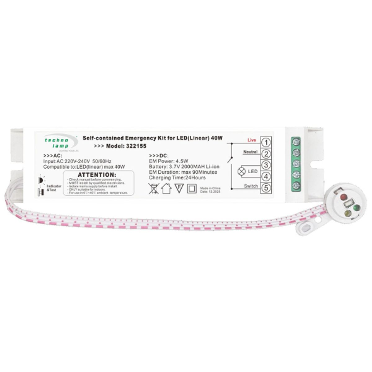 TECHNOLAMP - Kit De Emergencia Para Led Universal 5-40w Technolamp Salida