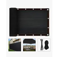 GENERICO - Valla De Malla Privacidad Fijaciones 2x5m + Cuerda Y Bridas Negro