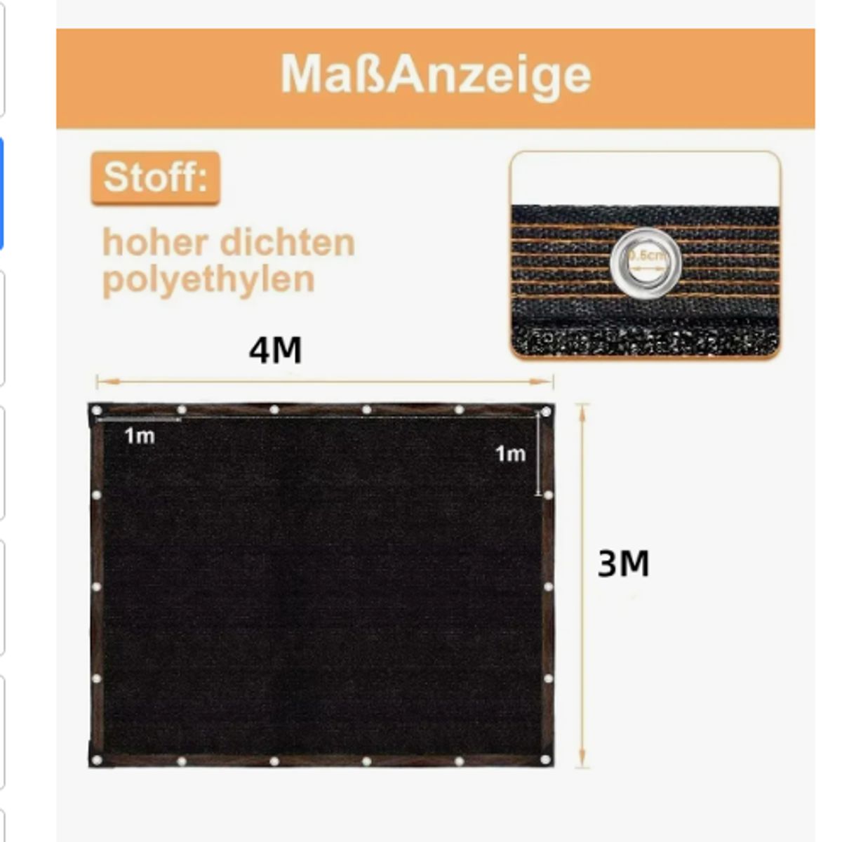 Lona Malla De Sombra Red Bloque 3x4m Tasa De Sombreado 90% Negro, marca GENERICO - Foto 2