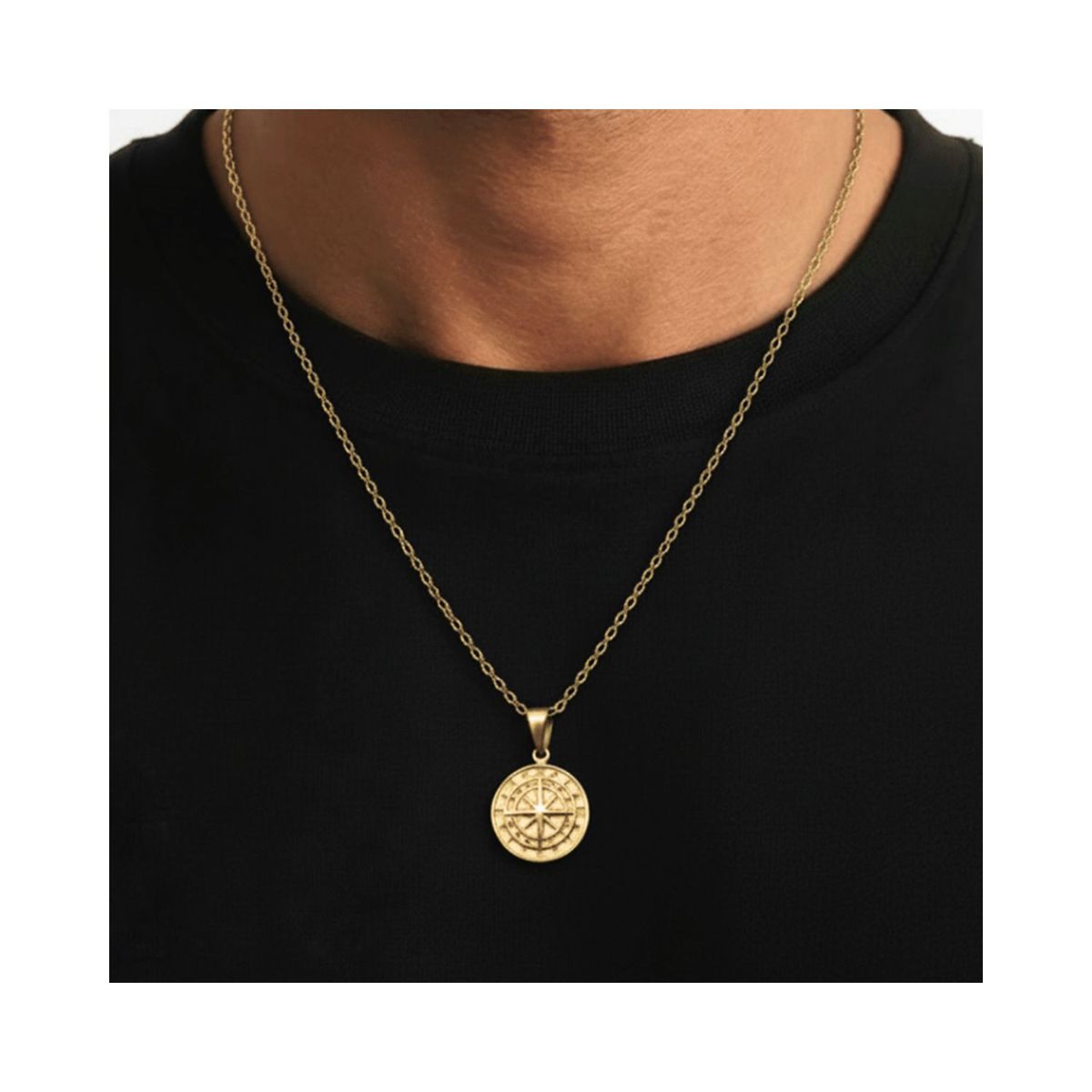 SAINT VENIK - Compass Pendant Oro 60cm Brujula Estilo Saint Venik