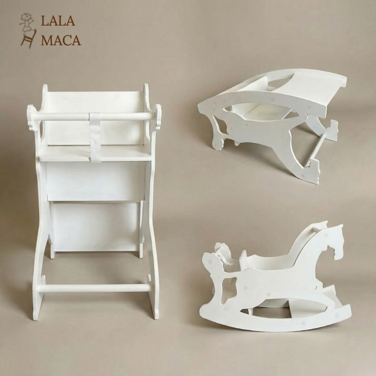 LALA MACA - Silla De Comer infantil de Abedul 3 en 1 Lala Maca