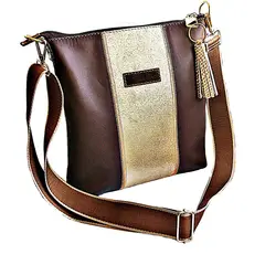 VIVAFELICIA - Morral Cuero Genuino Curicó Café Mokka