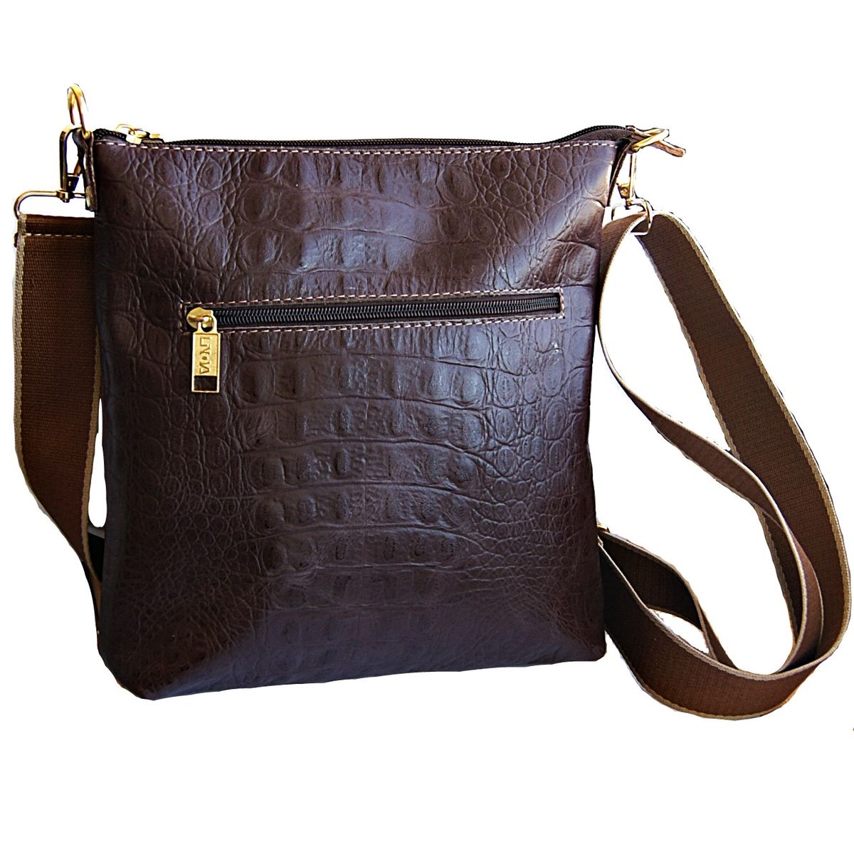 VIVAFELICIA - Morral Cuero Genuino Curicó Café Mokka