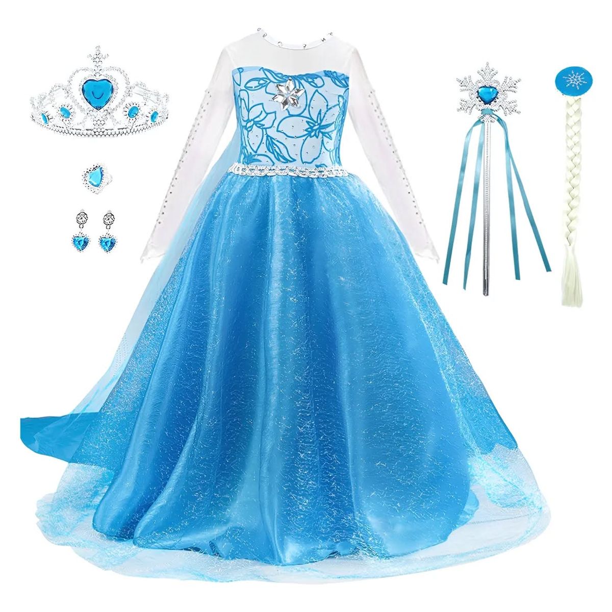 GENERICO - Set disfraz princesa y accesorios para niña 4 a 5 años