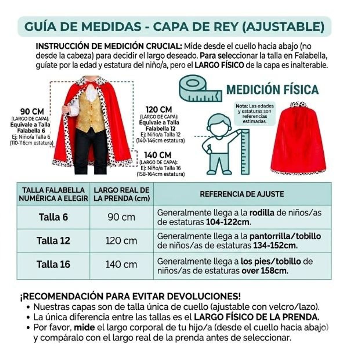 GENERICO - Disfraz Traje Rey o Reina Cuentos Infantiles Dia Del Libro