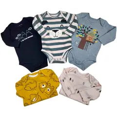 TEDMIMAK - Set 5 Bodys Manga Larga 3/6 Meses Osito