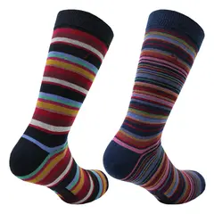 PERUGGI - 2 Pares Calcetín Bamboo Rayas Largo Americano