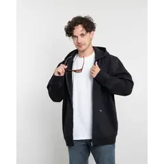 POLEMIC - Poleron con cierre y gorro Invierno Negro