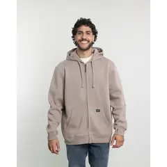 POLEMIC - Poleron con cierre y gorro Invierno Beige