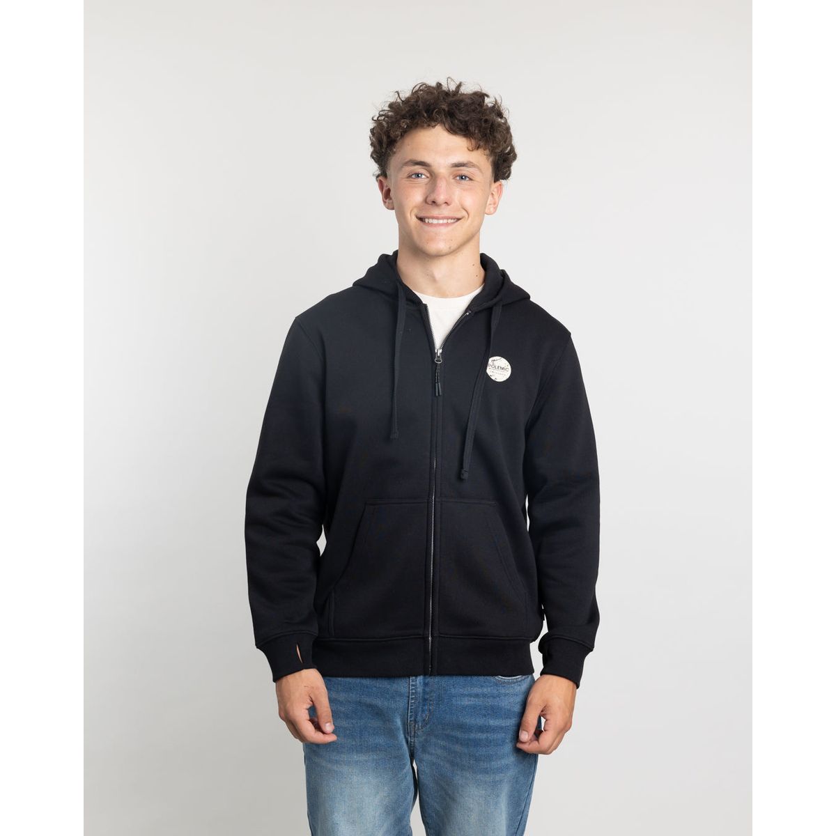 POLEMIC - Poleron con cierre y gorro Invierno Negro niño POLEMIC
