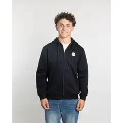 POLEMIC - Poleron con cierre y gorro Invierno Negro niño