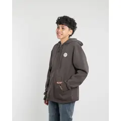 POLEMIC - Poleron con cierre y gorro Invierno cafe niño