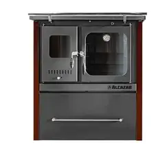 GENERICO - Cocina a leña combustión lenta M-90 Burdeo + Kit Alcazar