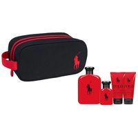 Polo Red Eau de Toilette, After Shave Balm, Multi-Use Shower Gel & Cosmetic Pouch Gift Set -