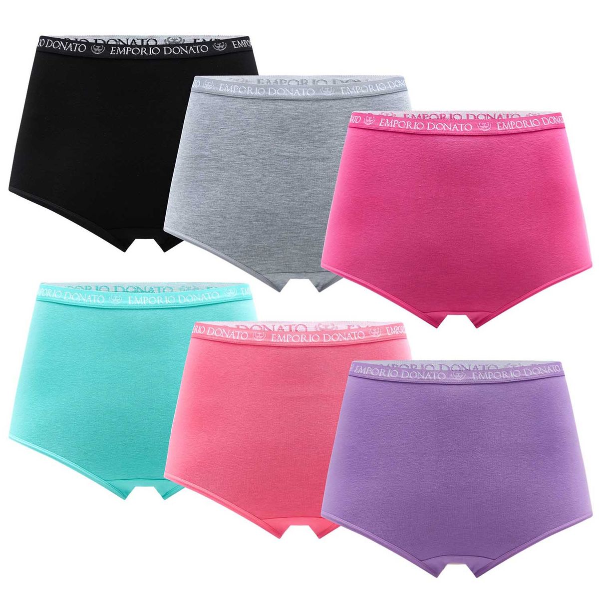 GIOVACCHINO - Pack de 6 Calzones Tiro Alto Algodón Mujer