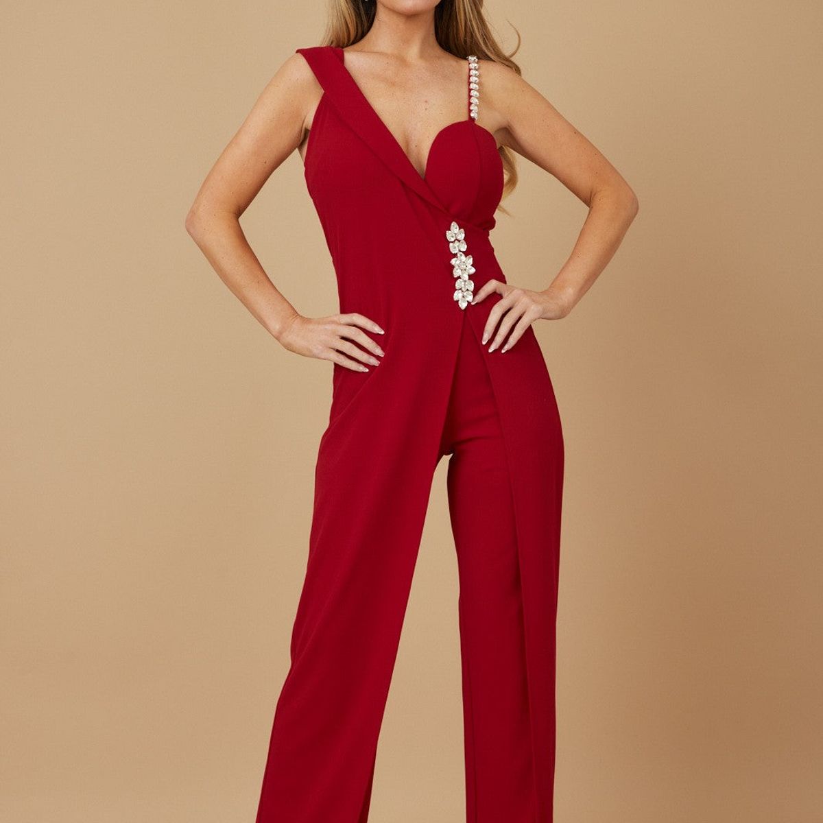 UNIQUE - ENTERITO LARGO VESNA ROJO