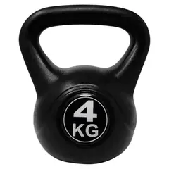 GENERICO - Pesa Rusa Kettlebell 4 kg Recubierta en PVC Color Negro