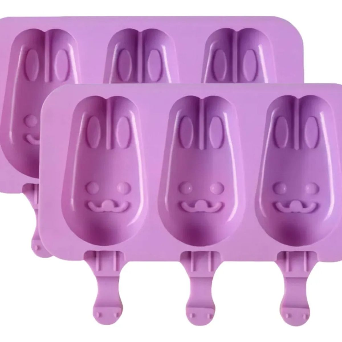 GENERICO - Pack x 2 Molde Silicona Helado Paleta Conejo 3 Cavidades