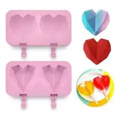 GENERICO - Molde Silicona Helado Corazon Diamante 2 Cavidades Paleta