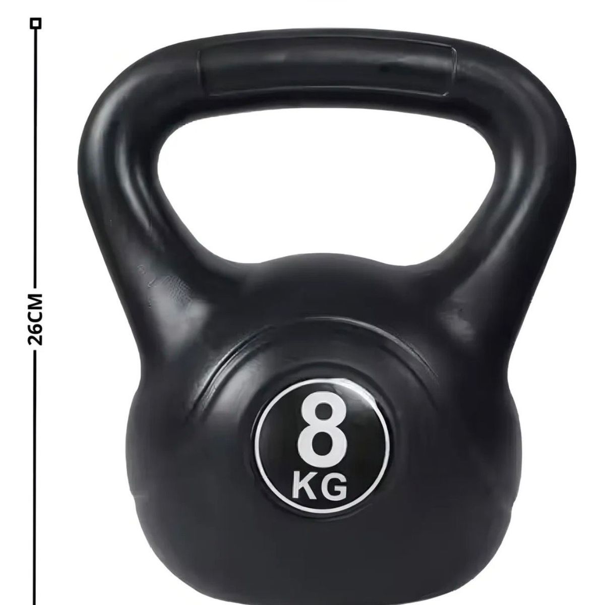 GENERICO - Pesa Rusa Kettlebell 8 kg Recubierta en PVC Color Negro