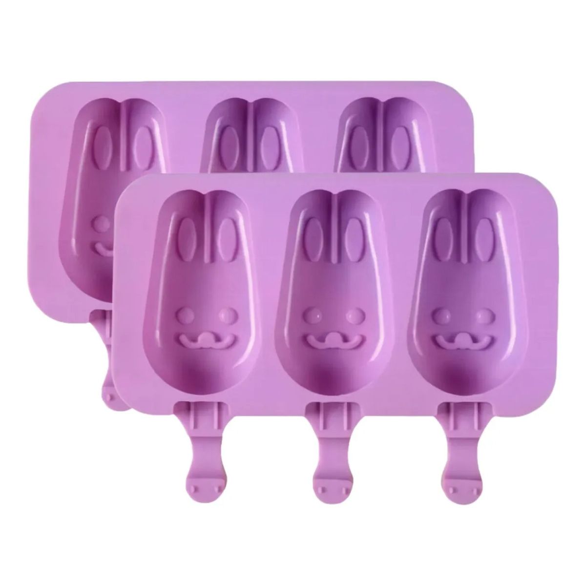 GENERICO - Pack x 2 Molde Silicona Helado Paleta Conejo 3 Cavidades